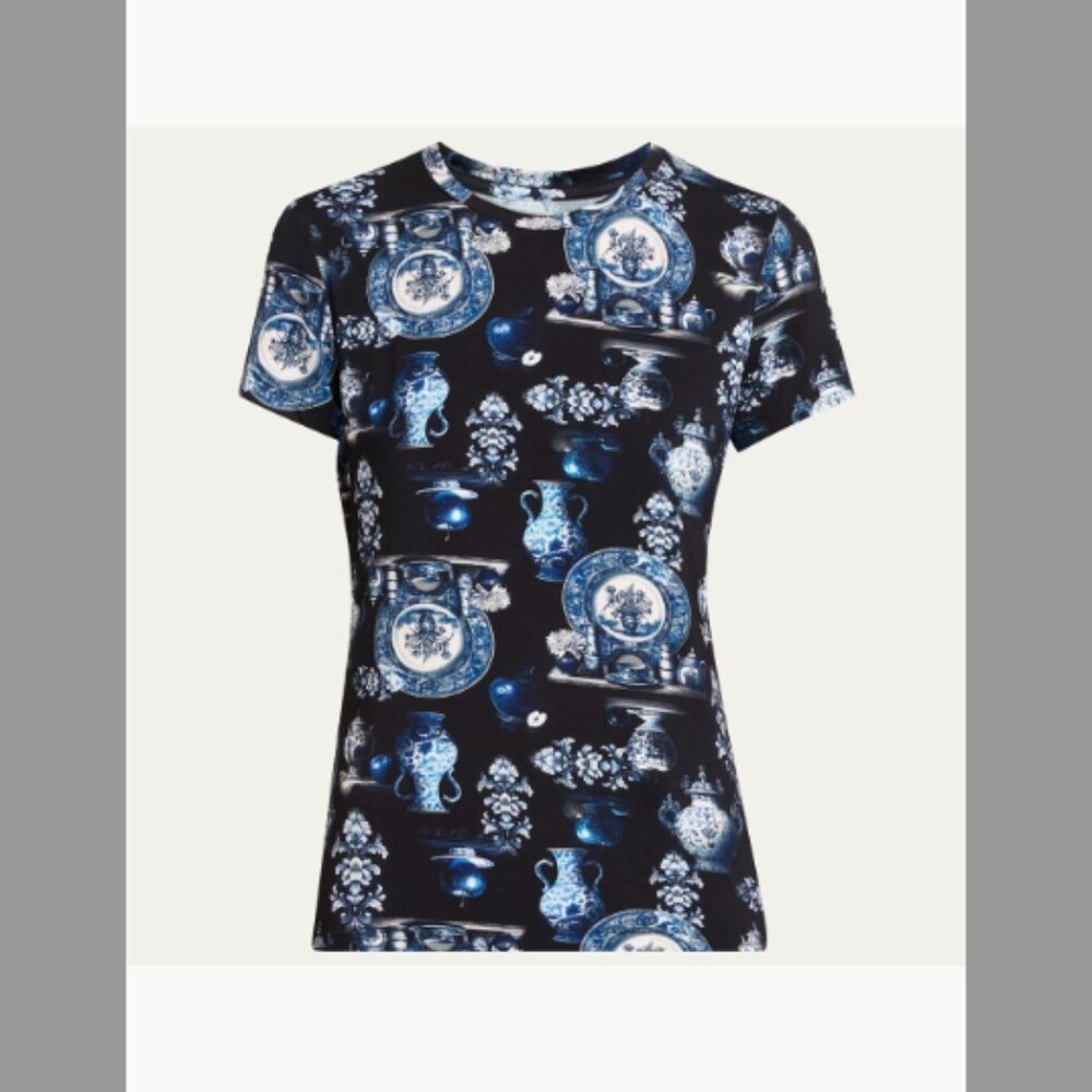 L'Agence NWT Ressi Short-Sleeve Porcelain Tee (ORIG. $115) SIZE XP